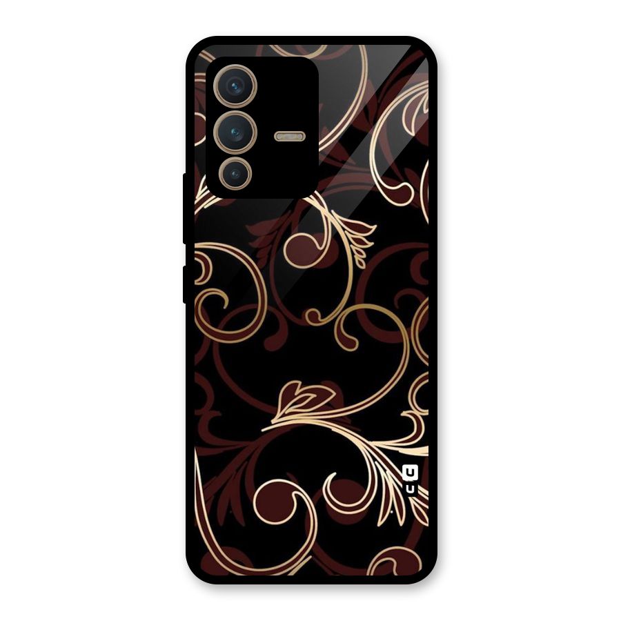 Golden Maroon Beauty Glass Back Case for Vivo V23 5G