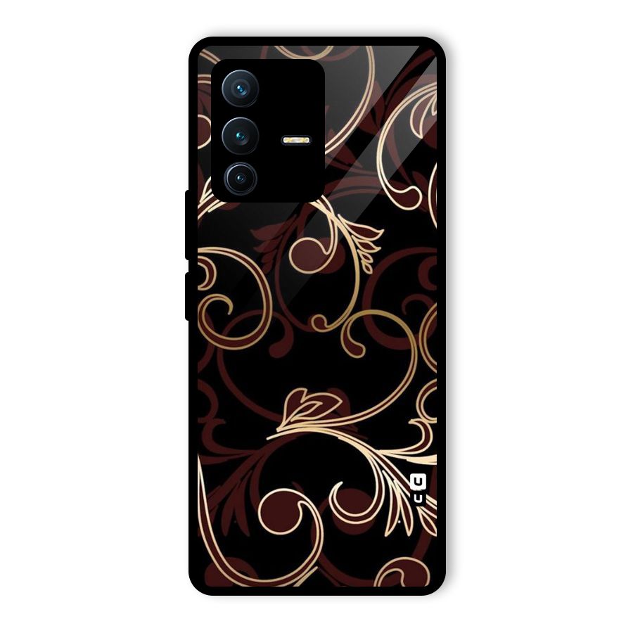 Golden Maroon Beauty Glass Back Case for Vivo V23 Pro
