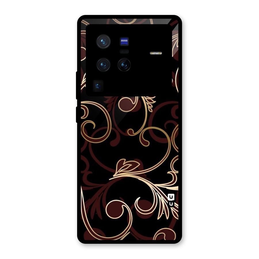 Golden Maroon Beauty Glass Back Case for Vivo X80 Pro