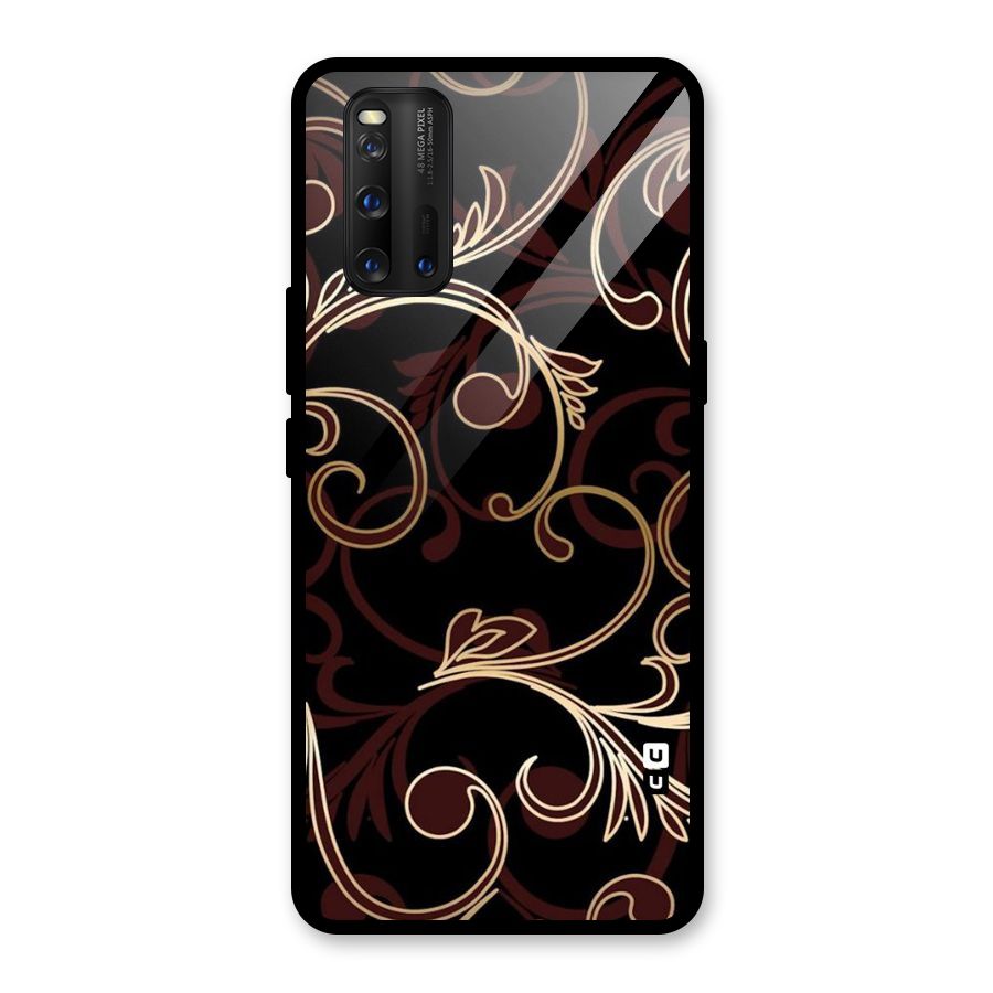 Golden Maroon Beauty Glass Back Case for Vivo iQOO 3