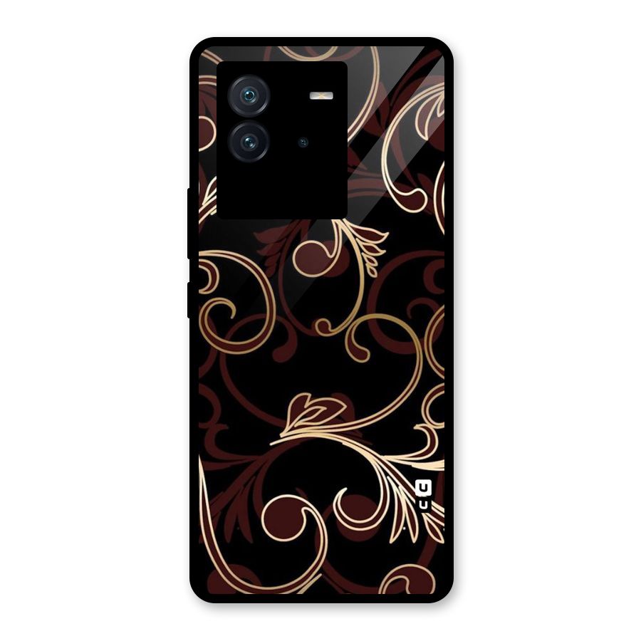Golden Maroon Beauty Glass Back Case for Vivo iQOO Neo 6 5G