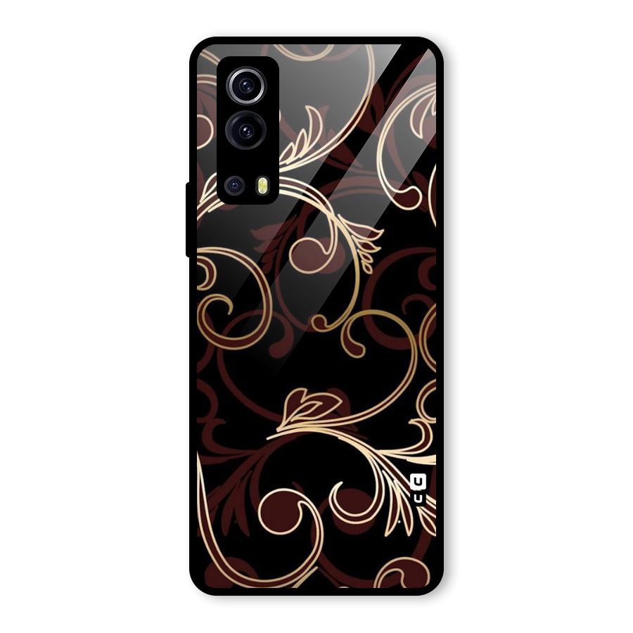 Golden Maroon Beauty Glass Back Case for Vivo iQOO Z3