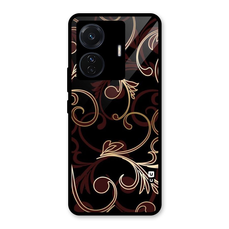 Golden Maroon Beauty Glass Back Case for Vivo iQOO Z6 Pro