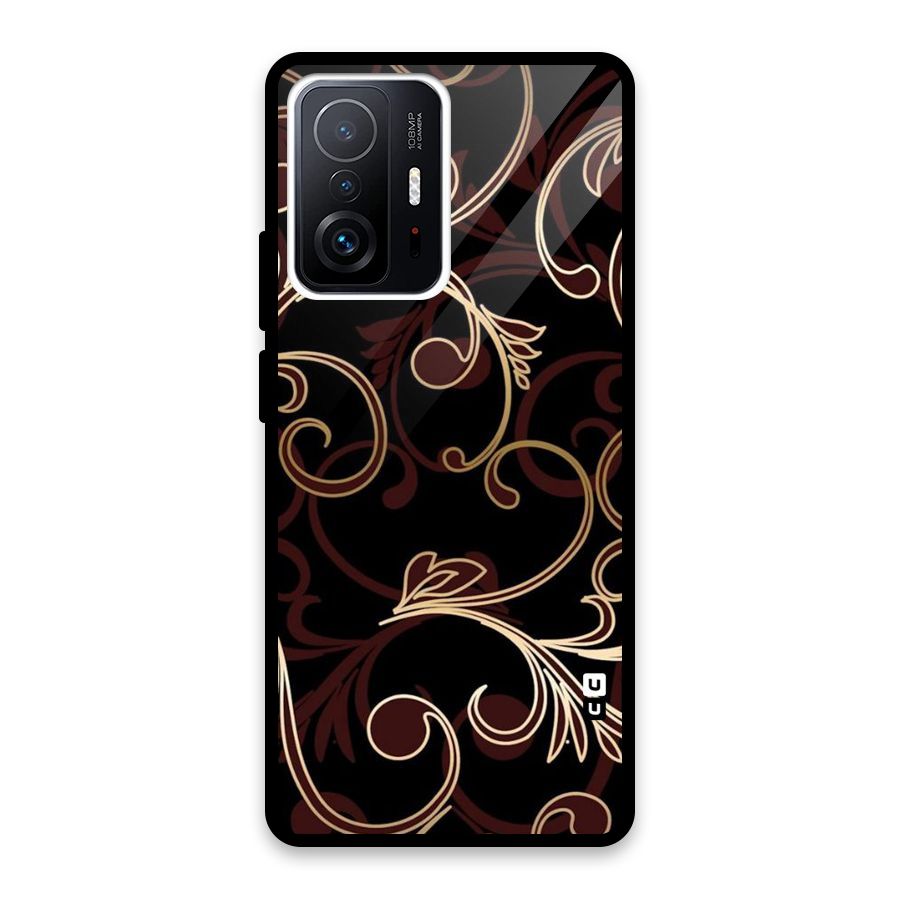 Golden Maroon Beauty Glass Back Case for Xiaomi 11T Pro