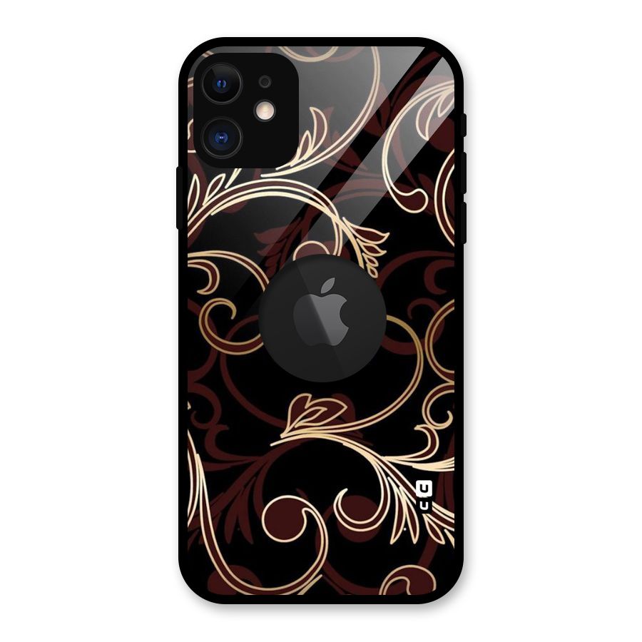 Golden Maroon Beauty Glass Back Case for iPhone 11 Logo Cut