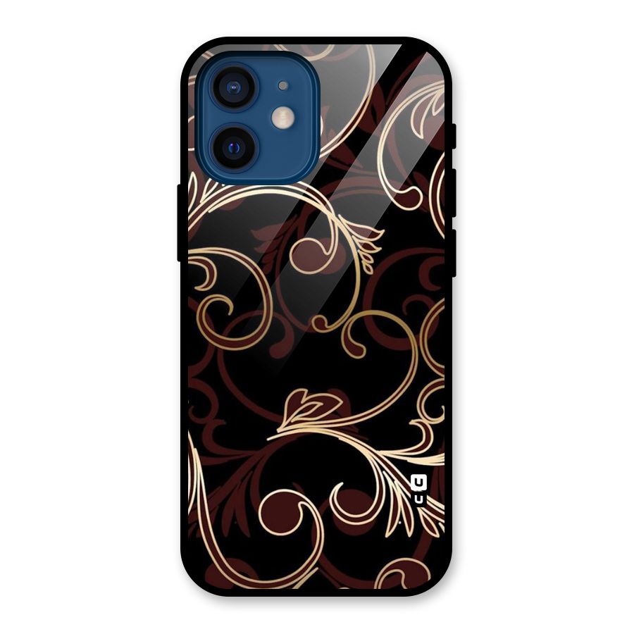 Golden Maroon Beauty Glass Back Case for iPhone 12 Mini