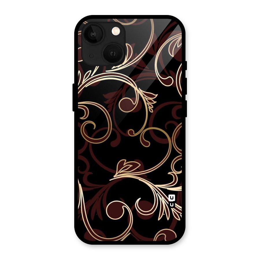 Golden Maroon Beauty Glass Back Case for iPhone 13