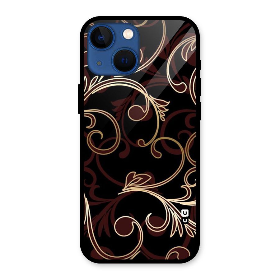 Golden Maroon Beauty Glass Back Case for iPhone 13 Mini