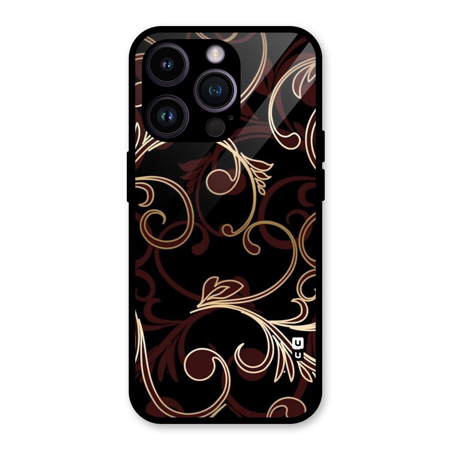 Golden Maroon Beauty Glass Back Case for iPhone 14 Pro