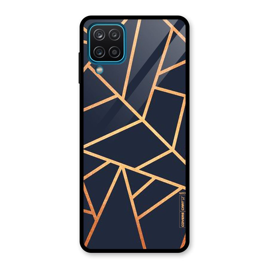 Golden Pattern Glass Back Case for Galaxy A12