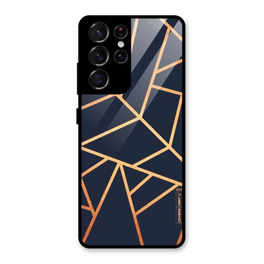 Golden Pattern Glass Back Case for Galaxy S21 Ultra 5G