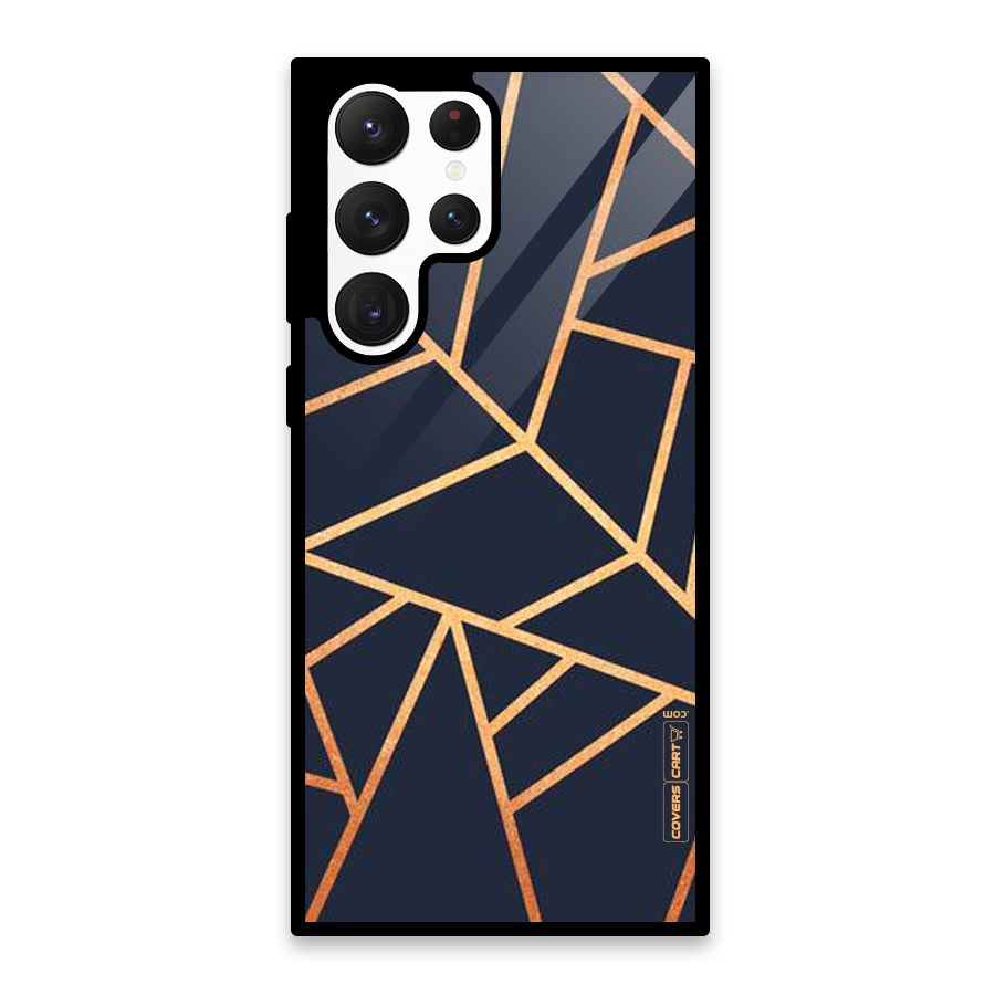Golden Pattern Glass Back Case for Galaxy S22 Ultra 5G