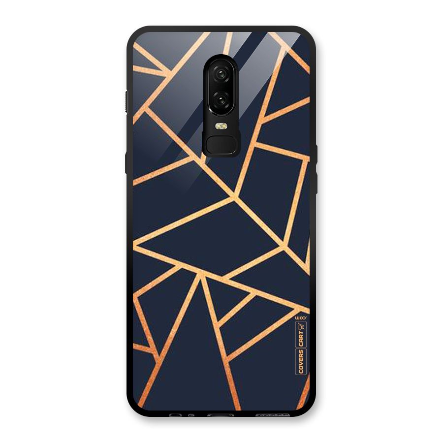 Golden Pattern Glass Back Case for OnePlus 6