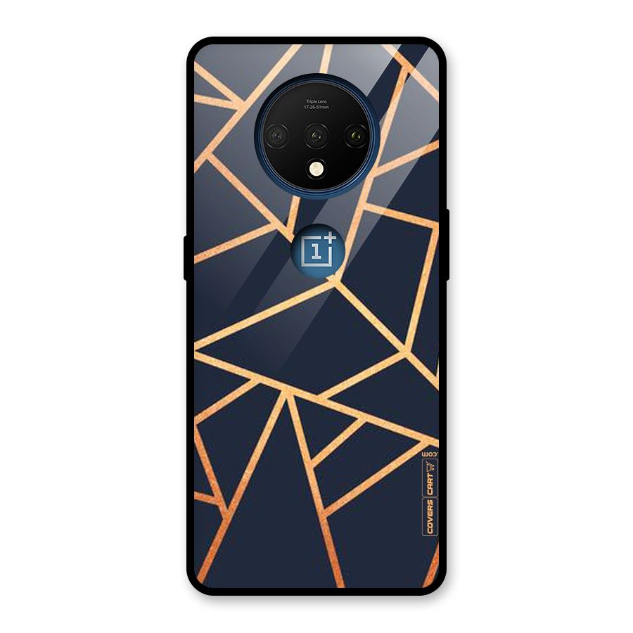 Golden Pattern Glass Back Case for OnePlus 7T