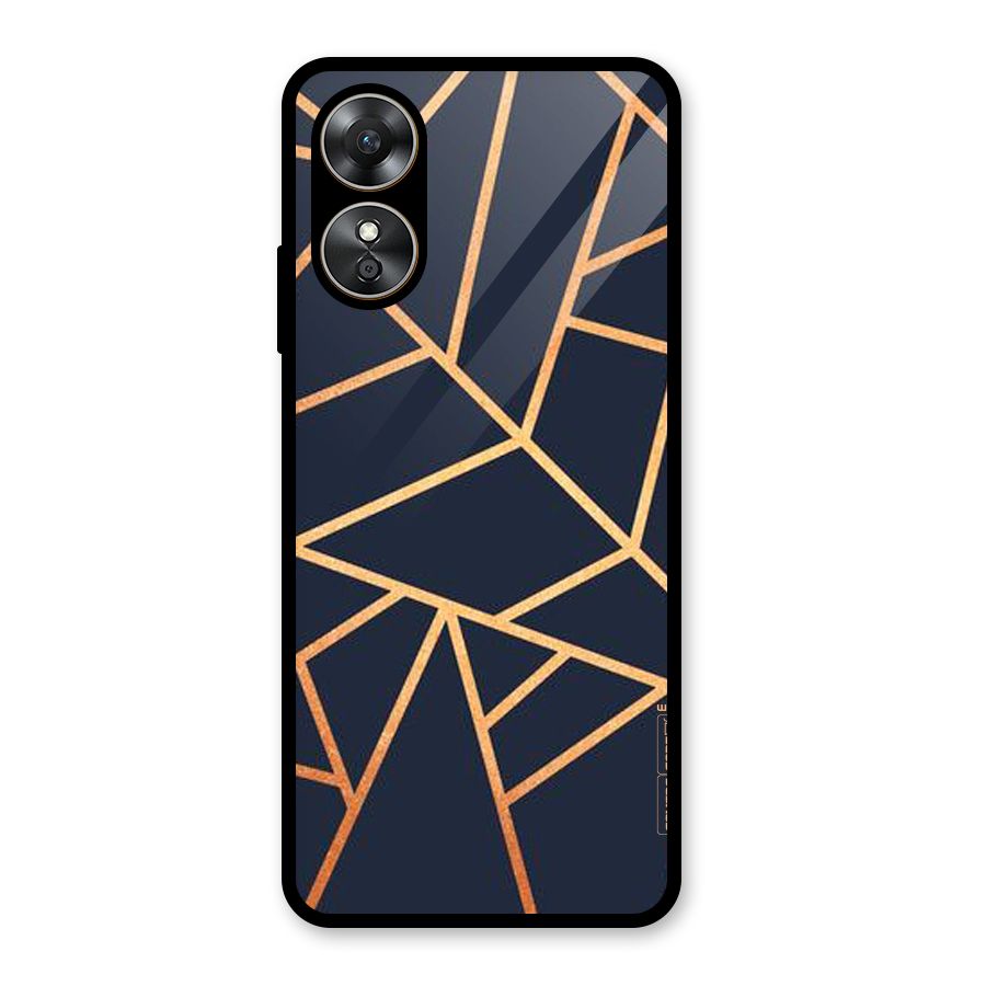 Golden Pattern Glass Back Case for Oppo A17