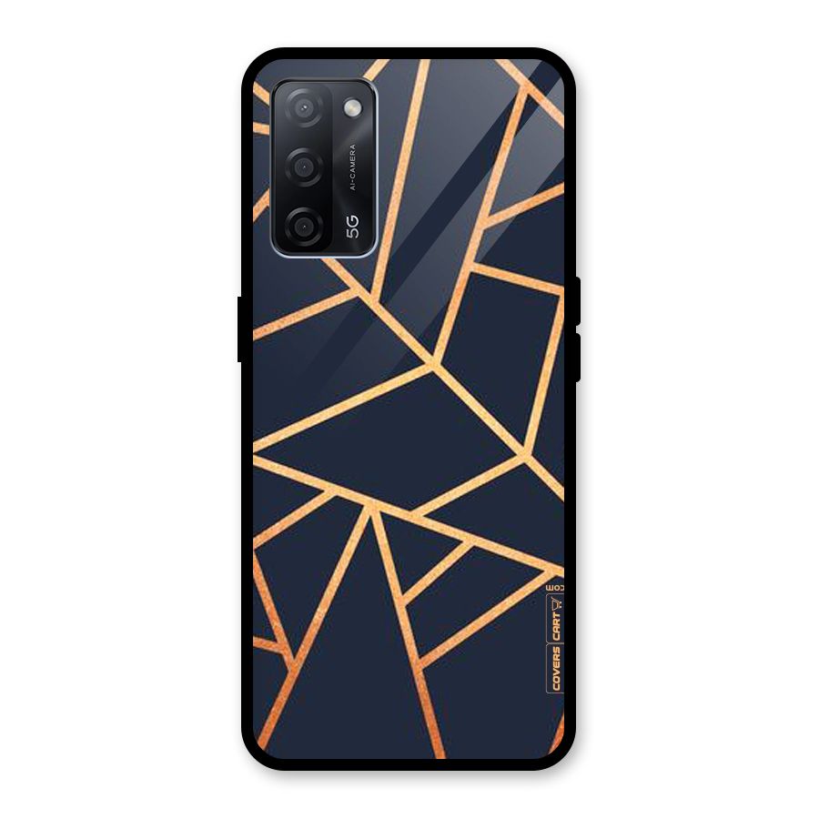 Golden Pattern Glass Back Case for Oppo A53s 5G