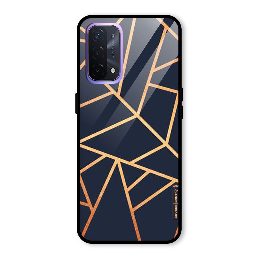 Golden Pattern Glass Back Case for Oppo A74 5G