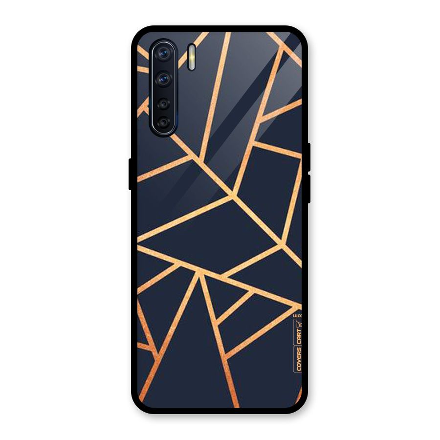 Golden Pattern Glass Back Case for Oppo F15