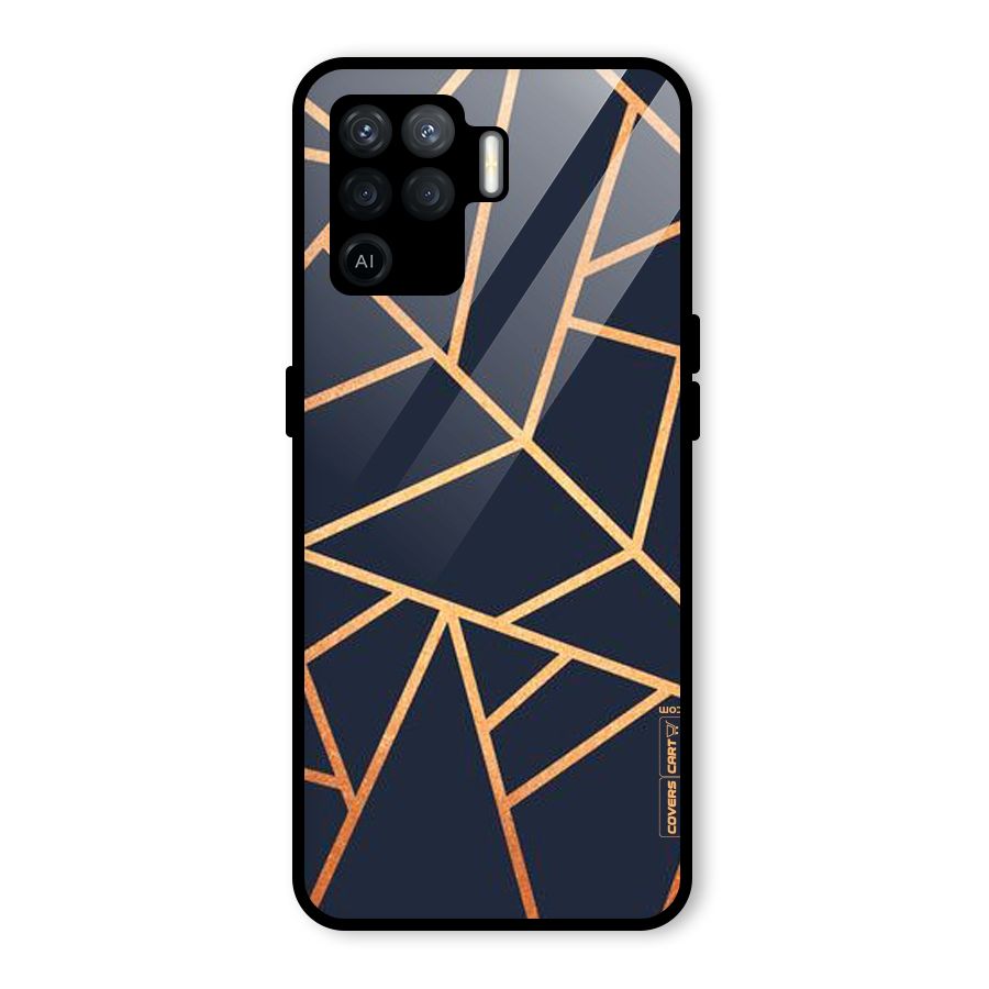 Golden Pattern Glass Back Case for Oppo F19 Pro
