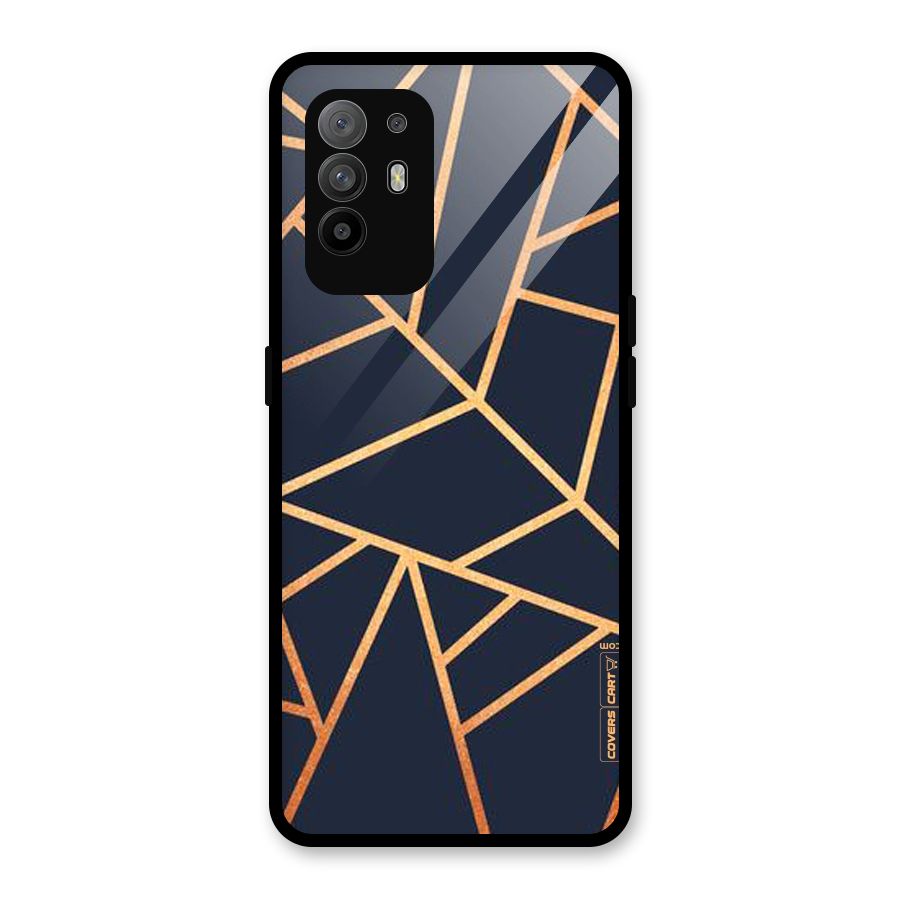 Golden Pattern Glass Back Case for Oppo F19 Pro Plus 5G