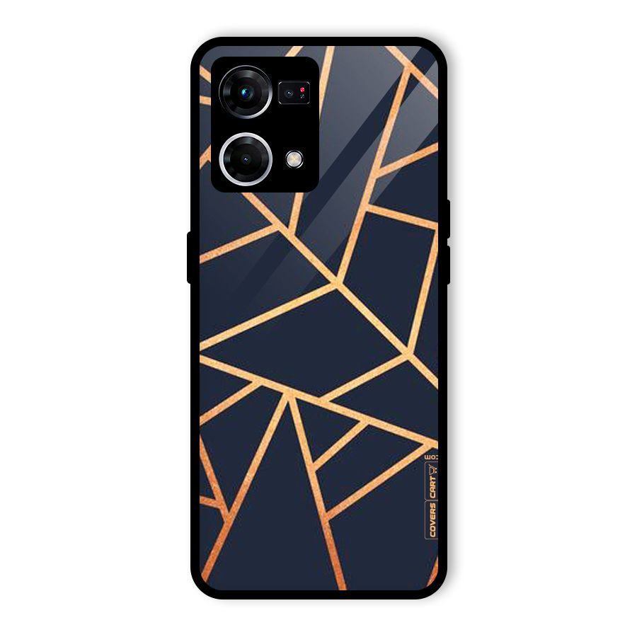 Golden Pattern Glass Back Case for Oppo F21 Pro 5G