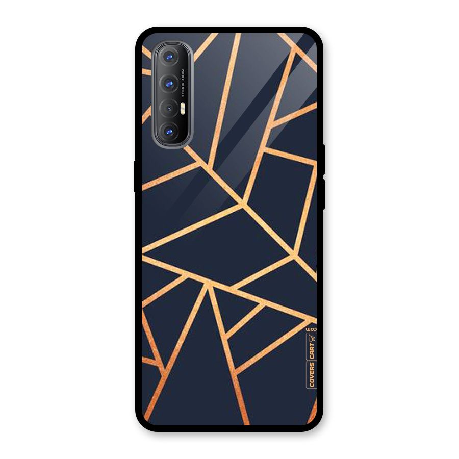Golden Pattern Glass Back Case for Oppo Reno3 Pro