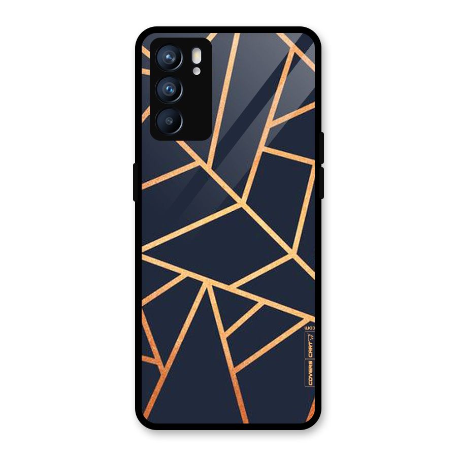 Golden Pattern Glass Back Case for Oppo Reno6 5G