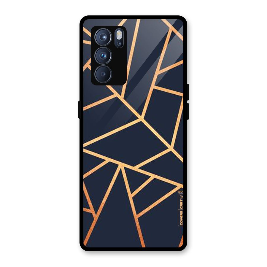 Golden Pattern Glass Back Case for Oppo Reno6 Pro 5G
