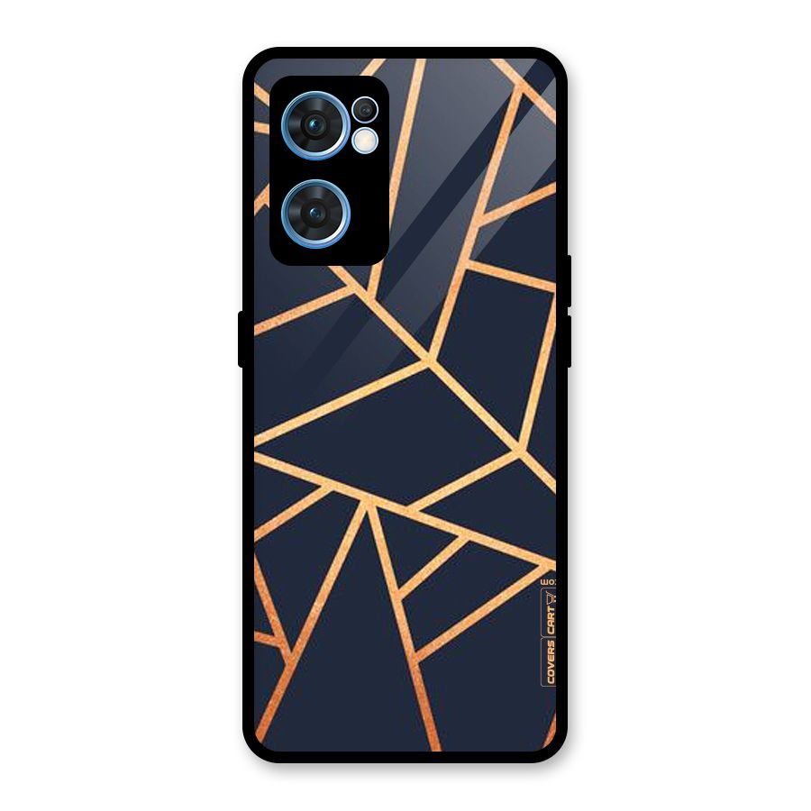Golden Pattern Glass Back Case for Oppo Reno7 5G