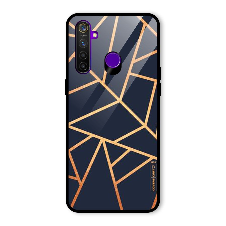 Golden Pattern Glass Back Case for Realme 5 Pro
