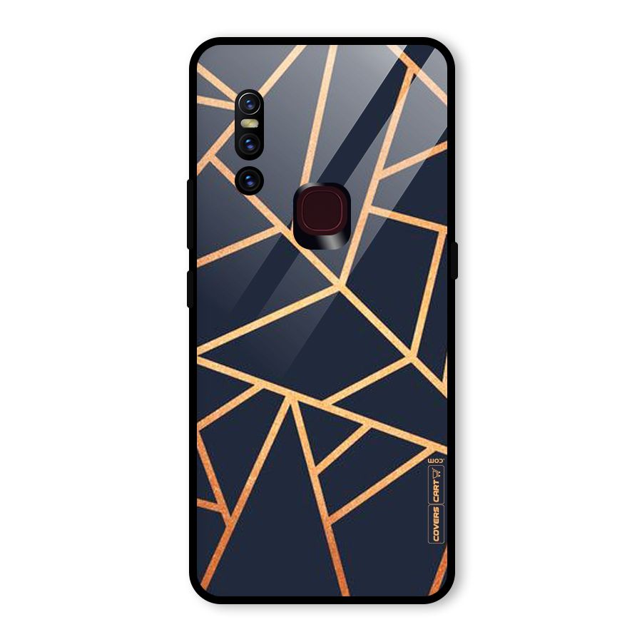 Golden Pattern Glass Back Case for Vivo V15