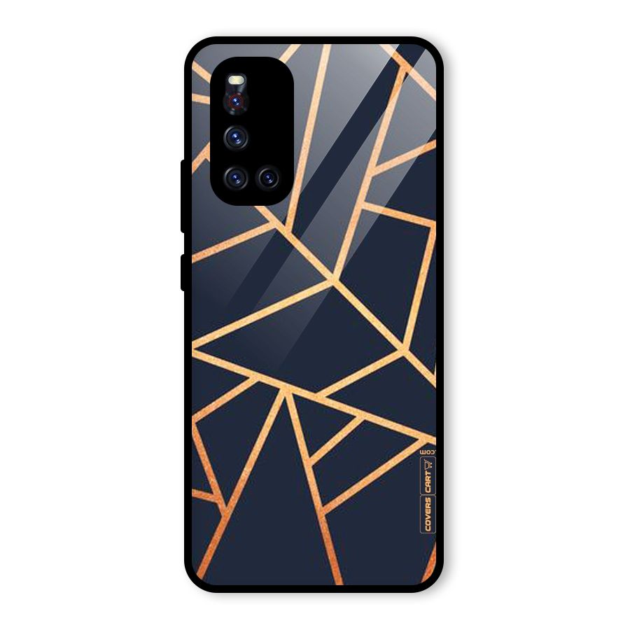 Golden Pattern Glass Back Case for Vivo V19