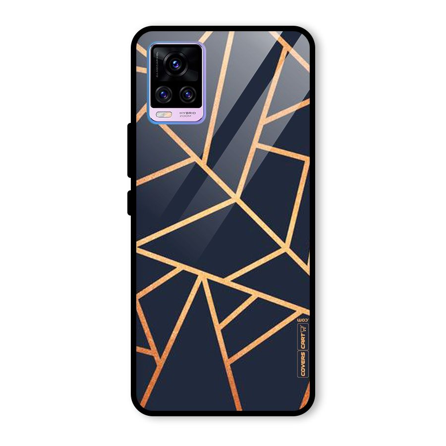 Golden Pattern Glass Back Case for Vivo V20 Pro