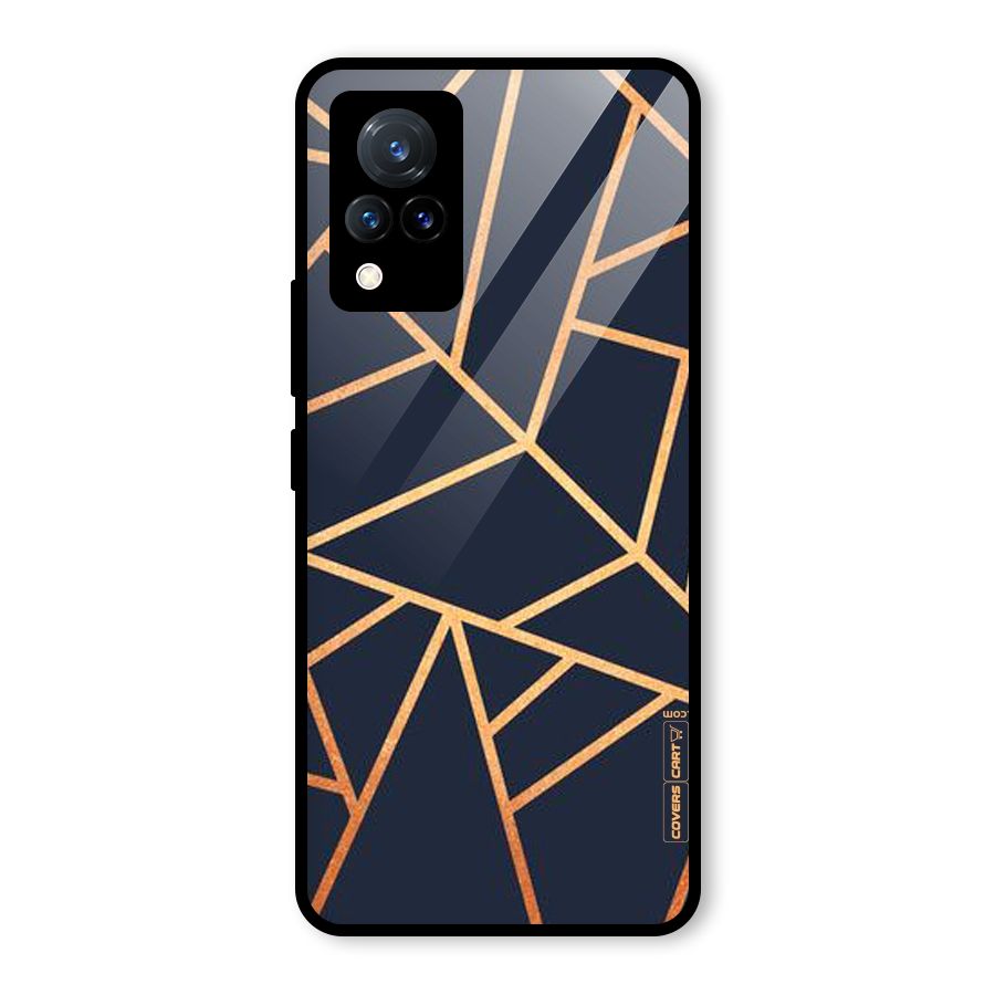 Golden Pattern Glass Back Case for Vivo V21 5G