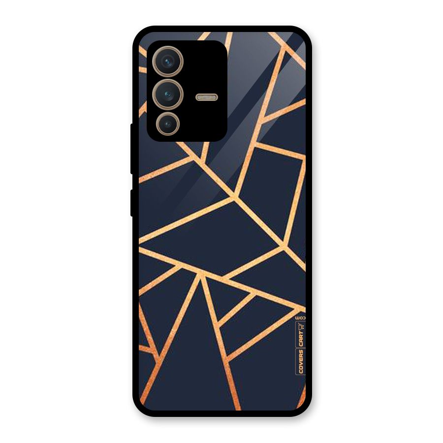 Golden Pattern Glass Back Case for Vivo V23 5G