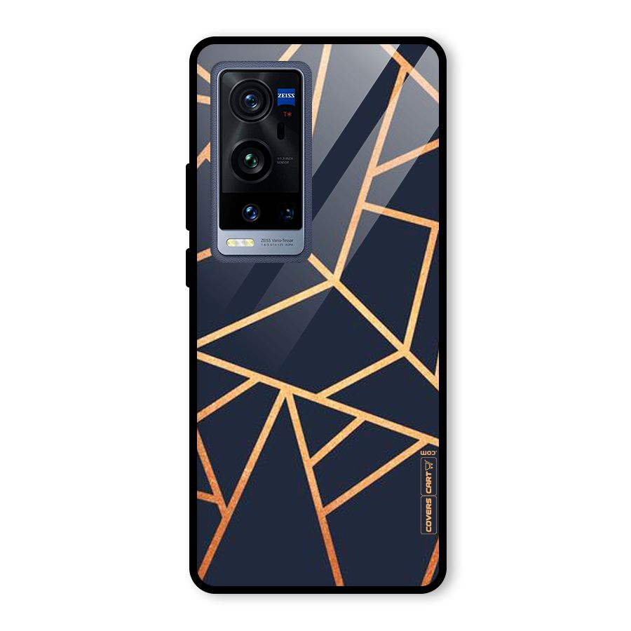 Golden Pattern Glass Back Case for Vivo X60 Pro Plus