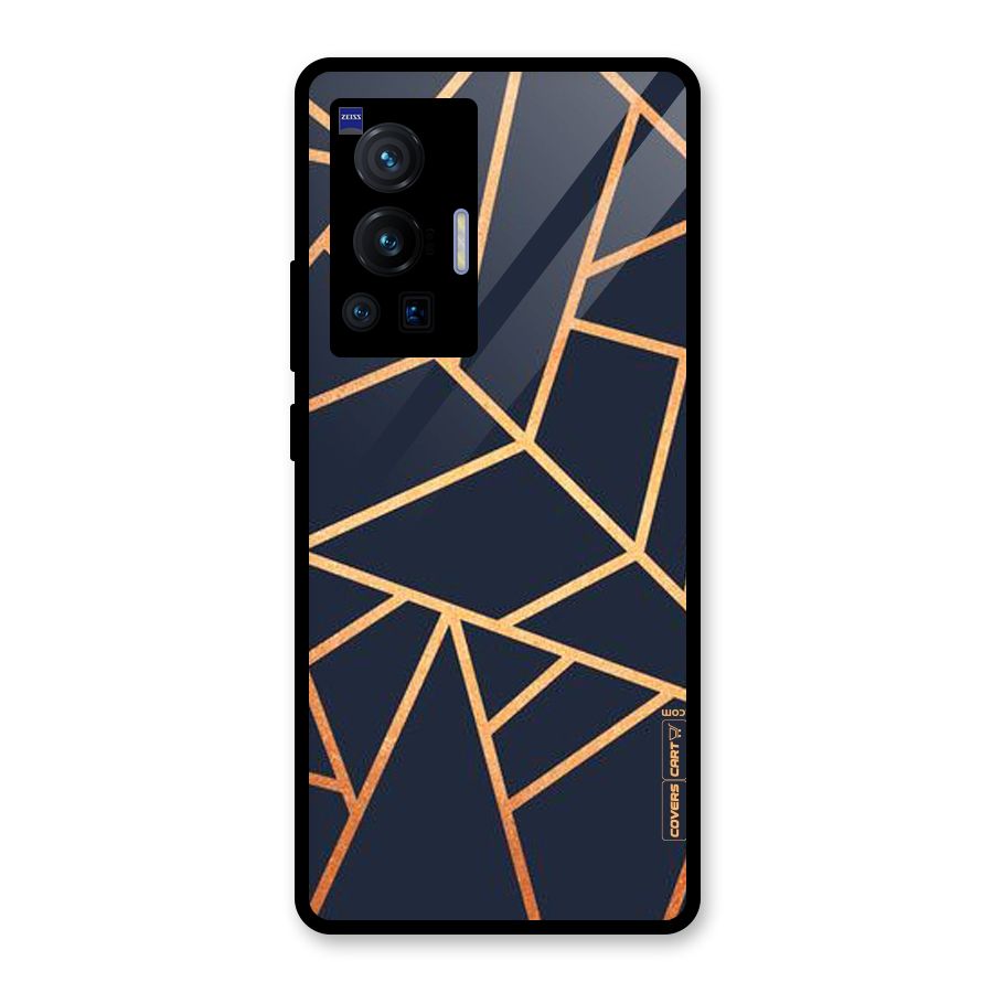 Golden Pattern Glass Back Case for Vivo X70 Pro