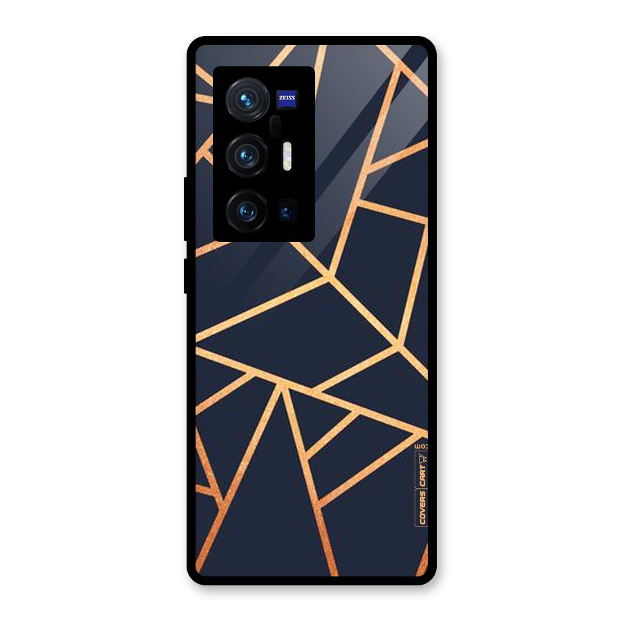 Golden Pattern Glass Back Case for Vivo X70 Pro Plus