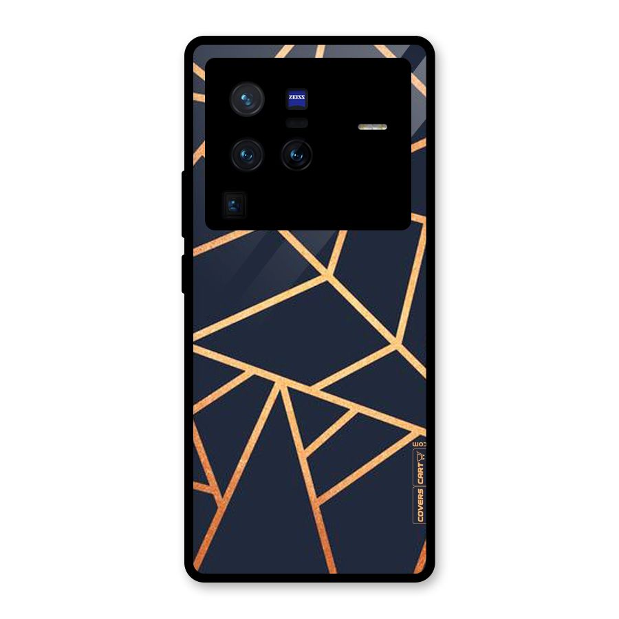 Golden Pattern Glass Back Case for Vivo X80 Pro