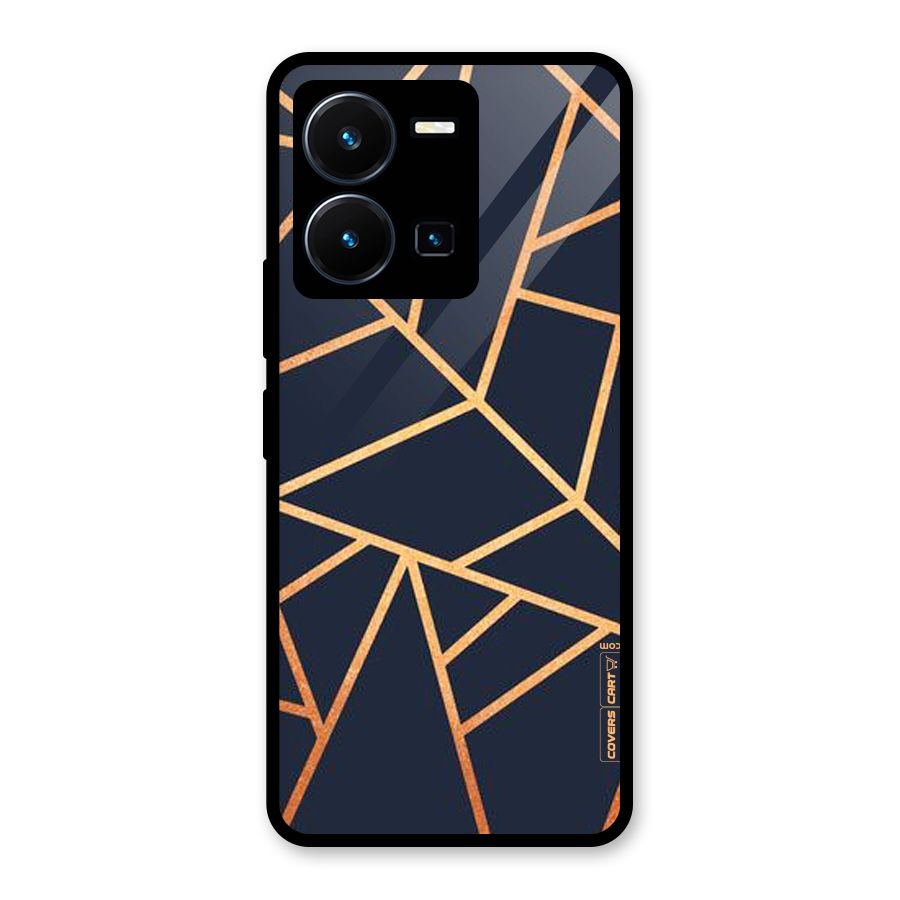 Golden Pattern Glass Back Case for Vivo Y35