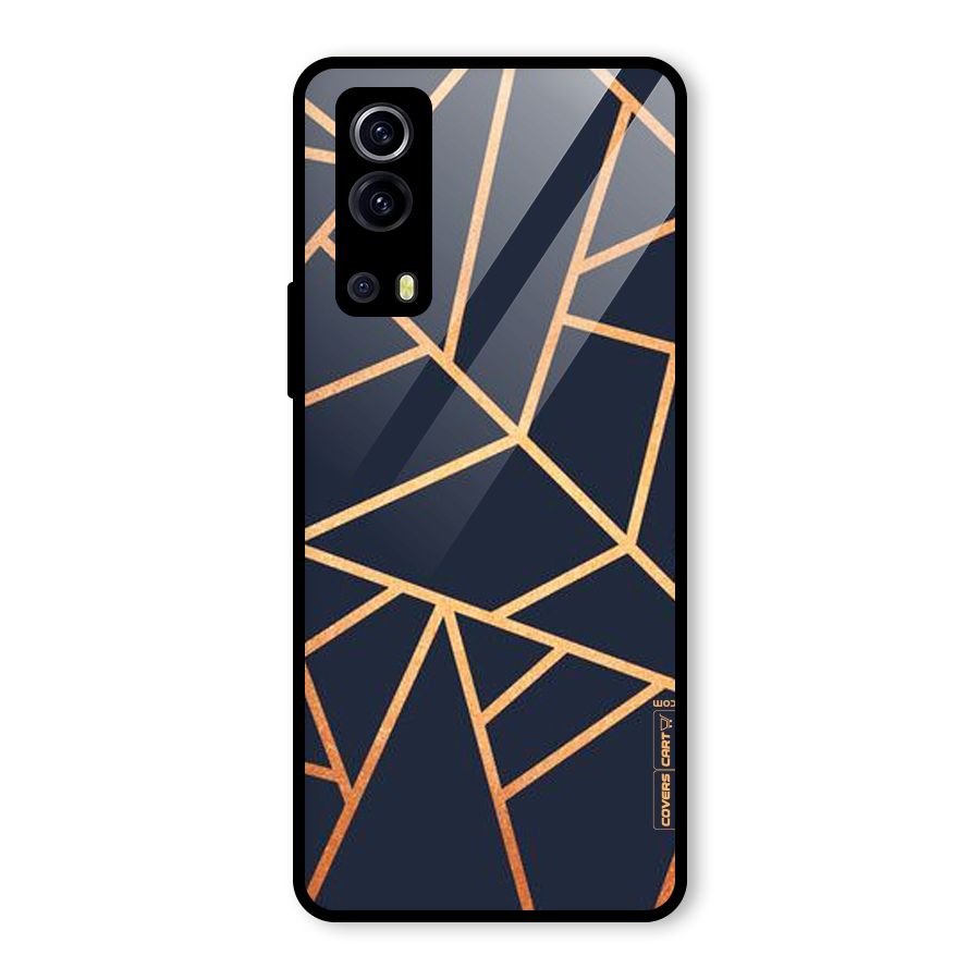 Golden Pattern Glass Back Case for Vivo iQOO Z3