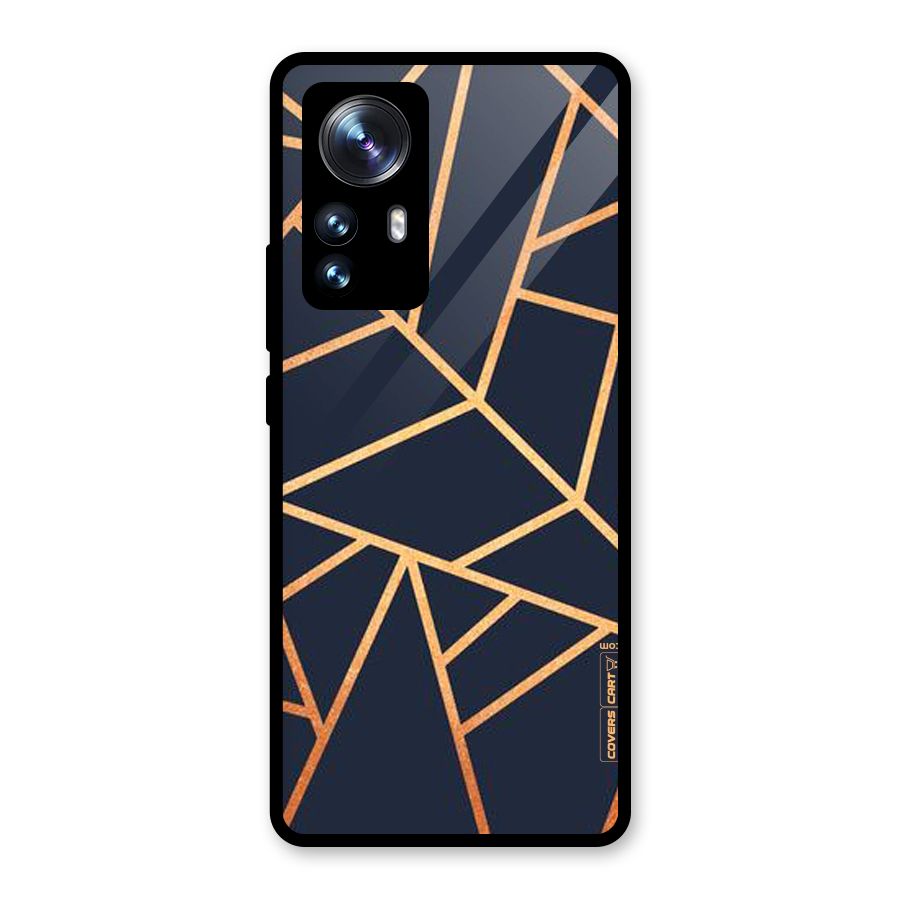 Golden Pattern Glass Back Case for Xiaomi 12 Pro