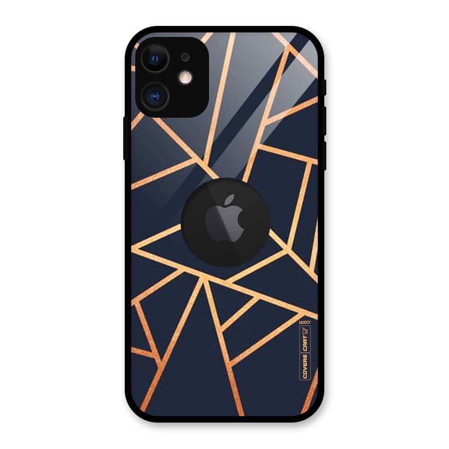 Golden Pattern Glass Back Case for iPhone 11 Logo Cut