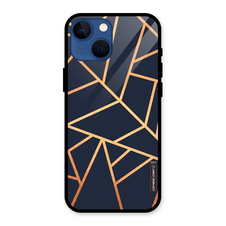 Golden Pattern Glass Back Case for iPhone 13 Mini