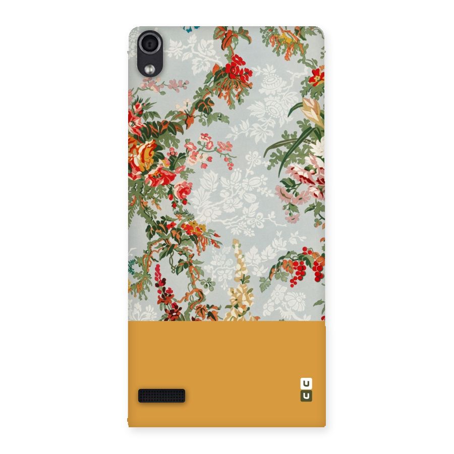 Golden Stripe on Floral Back Case for Ascend P6