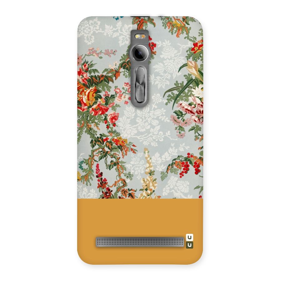 Golden Stripe on Floral Back Case for Asus Zenfone 2