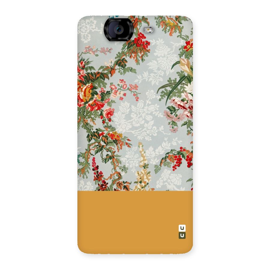 Golden Stripe on Floral Back Case for Canvas Knight A350