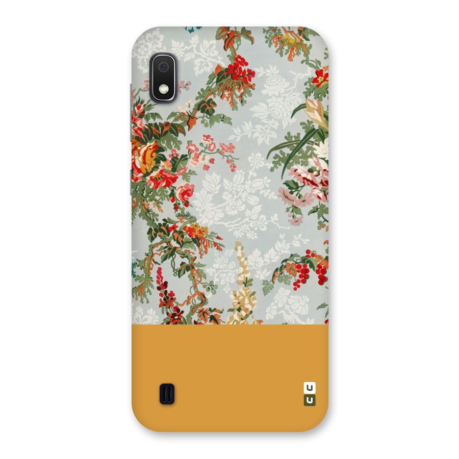 Golden Stripe on Floral Back Case for Galaxy A10