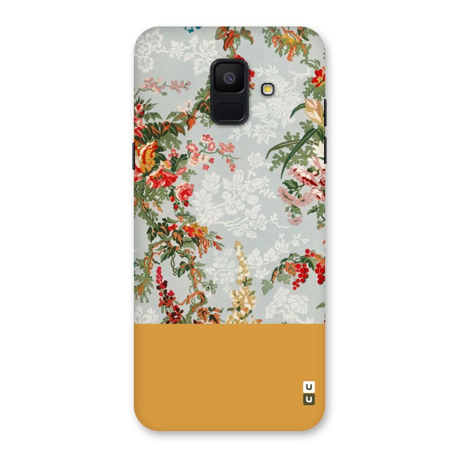 Golden Stripe on Floral Back Case for Galaxy A6 (2018)