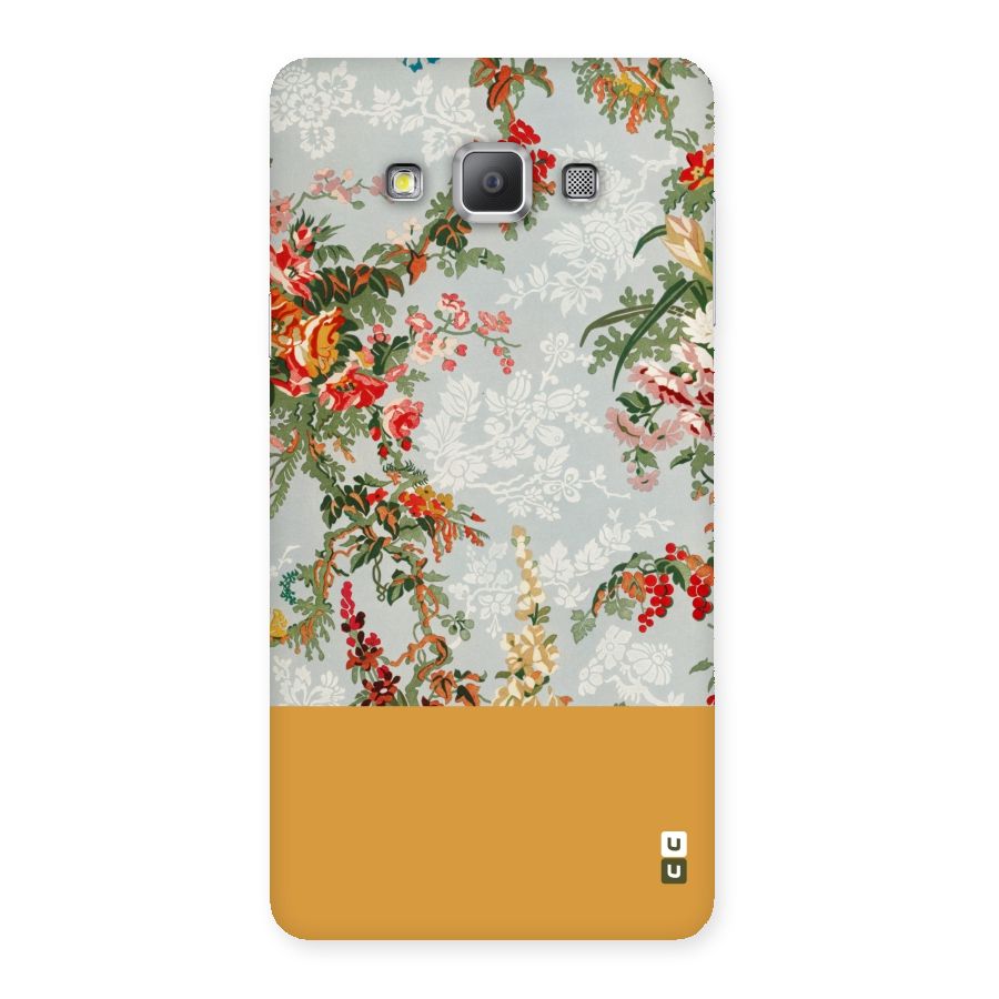 Golden Stripe on Floral Back Case for Galaxy A7